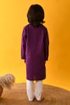 Shop_Kalp_Purple Cotton Embroidery Bandhani Yoke Kurta And Pant Set _at_Aza_Fashions