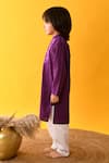 Kalp_Purple Cotton Embroidery Bandhani Yoke Kurta And Pant Set _Online_at_Aza_Fashions