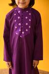 Buy_Kalp_Purple Cotton Embroidery Bandhani Yoke Kurta And Pant Set _Online_at_Aza_Fashions