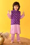 Buy_Kalp_Purple Cotton Fabric Flowers Bandhani Kurta Set With Pant _at_Aza_Fashions
