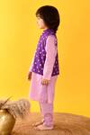 Kalp_Purple Cotton Fabric Flowers Bandhani Kurta Set With Pant _Online_at_Aza_Fashions
