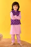 Buy_Kalp_Purple Cotton Fabric Flowers Bandhani Kurta Set With Pant _Online_at_Aza_Fashions