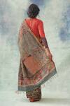 Shop_Kasturi Kundal_Beige Pure Tussar Silk Kalamkari Floral Chitrani Saree  _at_Aza_Fashions