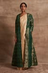 Kasturi Kundal_Green Base Fabric Satin Embroidery Open Banarasi Handloom Jacket  _Online_at_Aza_Fashions