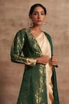 Buy_Kasturi Kundal_Green Base Fabric Satin Embroidery Open Banarasi Handloom Jacket  _Online_at_Aza_Fashions