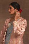 Buy_Kasturi Kundal_Pink Base Fabric Satin Woven Floral Sailmani Banarasi Handloom Jacket  _Online_at_Aza_Fashions