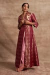 Buy_Kasturi Kundal_Purple Base Fabric Satin Embroidery Notched Banarasi Handloom Jacket  _at_Aza_Fashions