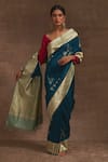 Buy_Kasturi Kundal_Blue Banno Ki Bagiya Banarasi Saree  _at_Aza_Fashions