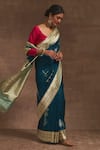 Kasturi Kundal_Blue Banno Ki Bagiya Banarasi Saree  _Online_at_Aza_Fashions