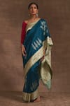 Buy_Kasturi Kundal_Blue Banno Ki Bagiya Banarasi Saree  _Online_at_Aza_Fashions