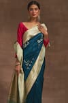 Shop_Kasturi Kundal_Blue Banno Ki Bagiya Banarasi Saree  _Online_at_Aza_Fashions