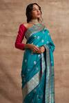 Kasturi Kundal_Blue Silk Banarasi Handloom Saree_Online_at_Aza_Fashions