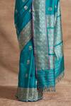 Shop_Kasturi Kundal_Blue Silk Banarasi Handloom Saree_Online_at_Aza_Fashions