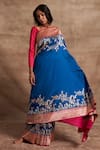 Shop_Kasturi Kundal_Blue Base Fabric Pure Silk Banarasi Handloom Saree For Women_at_Aza_Fashions