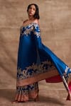 Kasturi Kundal_Blue Base Fabric Pure Silk Banarasi Handloom Saree For Women_Online_at_Aza_Fashions