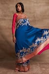 Buy_Kasturi Kundal_Blue Base Fabric Pure Silk Banarasi Handloom Saree For Women_Online_at_Aza_Fashions
