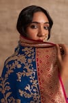 Kasturi Kundal_Blue Base Fabric Pure Silk Banarasi Handloom Saree For Women_at_Aza_Fashions
