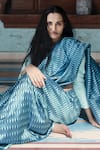 Kasturi Kundal_Blue Base Fabric Pure Silk Banarasi Handloom Saree  _Online_at_Aza_Fashions