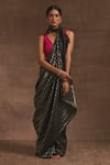 Buy_Kasturi Kundal_Black Sanjh Marmari Tanchoi Zari Saree  _at_Aza_Fashions