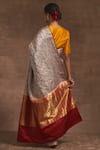 Shop_Kasturi Kundal_Grey Natkhat Chiraiya Saree  _at_Aza_Fashions