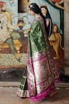 Shop_Kasturi Kundal_Green Base Fabric Pure Silk Banarasi Handloom Saree _at_Aza_Fashions