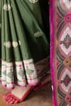 Kasturi Kundal_Green Base Fabric Pure Silk Banarasi Handloom Saree _Online_at_Aza_Fashions