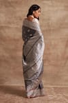 Shop_Kasturi Kundal_Grey Base Fabric Pure Silk Banarasi Handloom Saree  _at_Aza_Fashions