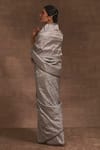 Shop_Kasturi Kundal_Grey Slaty Marmari Tanchoi Zari Saree  _at_Aza_Fashions