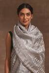 Buy_Kasturi Kundal_Grey Slaty Marmari Tanchoi Zari Saree  _Online_at_Aza_Fashions