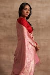 Shop_Kasturi Kundal_Pink Base Fabric Pure Silk Banarasi Handloom Saree  _at_Aza_Fashions