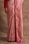 Buy_Kasturi Kundal_Pink Base Fabric Pure Silk Banarasi Handloom Saree  _Online_at_Aza_Fashions