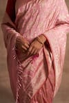 Shop_Kasturi Kundal_Pink Base Fabric Pure Silk Banarasi Handloom Saree  _Online_at_Aza_Fashions