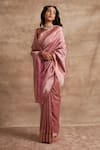 Kasturi Kundal_Pink Base Fabric Pure Silk Banarasi Handloom Saree _Online_at_Aza_Fashions