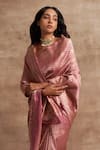Buy_Kasturi Kundal_Pink Base Fabric Pure Silk Banarasi Handloom Saree _Online_at_Aza_Fashions