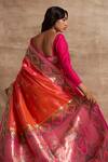 Shop_Kasturi Kundal_Pink Base Fabric Pure Silk Banarasi Handloom Saree _at_Aza_Fashions