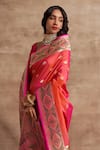 Buy_Kasturi Kundal_Pink Base Fabric Pure Silk Banarasi Handloom Saree _Online_at_Aza_Fashions