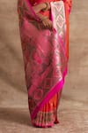 Shop_Kasturi Kundal_Pink Base Fabric Pure Silk Banarasi Handloom Saree _Online_at_Aza_Fashions