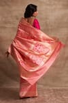 Shop_Kasturi Kundal_Pink Base Fabric Pure Silk Banarasi Handloom Saree  _at_Aza_Fashions