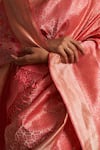 Shop_Kasturi Kundal_Pink Base Fabric Pure Silk Banarasi Handloom Saree  _Online_at_Aza_Fashions