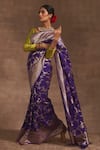 Kasturi Kundal_Purple Champai Noor Jangla Zari Saree _Online_at_Aza_Fashions