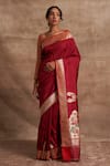 Buy_Kasturi Kundal_Red Base Fabric Pure Silk Banarasi Handloom Saree  _at_Aza_Fashions