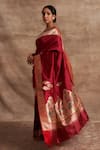 Kasturi Kundal_Red Base Fabric Pure Silk Banarasi Handloom Saree  _Online_at_Aza_Fashions