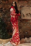 Kasturi Kundal_Red Base Fabric Pure Silk Banarasi Handloom Saree For Women_Online_at_Aza_Fashions