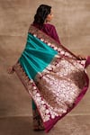 Shop_Kasturi Kundal_Blue Base Fabric Pure Silk Banarasi Handloom Saree _at_Aza_Fashions