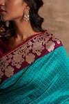Shop_Kasturi Kundal_Blue Base Fabric Pure Silk Banarasi Handloom Saree _Online_at_Aza_Fashions