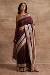 Buy_Kasturi Kundal_Purple Base Fabric Pure Silk Banarasi Handloom Saree  _at_Aza_Fashions