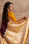 Shop_Kasturi Kundal_Maroon Base Fabric Pure Silk Banarasi Handloom Saree _at_Aza_Fashions