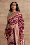 Kasturi Kundal_Purple Base Fabric Pure Silk Banarasi Handloom Saree _Online_at_Aza_Fashions