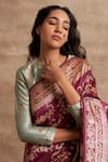 Buy_Kasturi Kundal_Purple Base Fabric Pure Silk Banarasi Handloom Saree _Online_at_Aza_Fashions