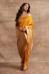 Kasturi Kundal_Yellow Base Fabric Pure Silk Banarasi Handloom Saree _Online_at_Aza_Fashions